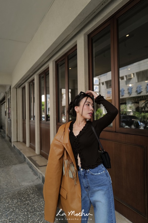 捲邊皺褶袖開衫上衣(闆娘清單)